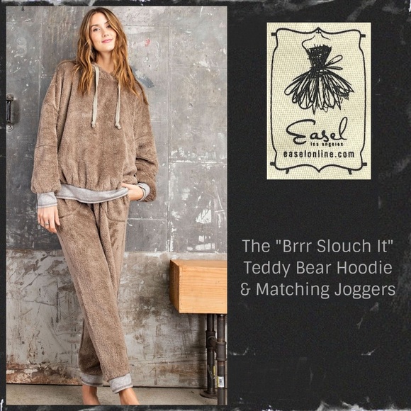 easel Pants & Jumpsuits Easel Ultra Lux Teddy Fur 2 Piece Hoodie